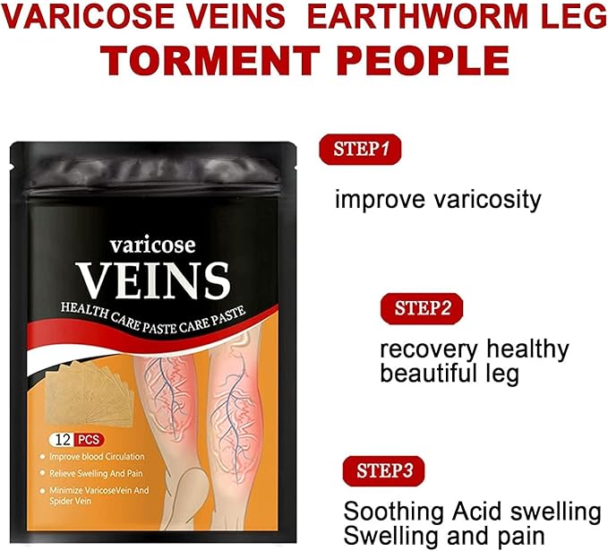 Varicose Vein Patches | Herbal Therapy for Swelling, Fatigue | 12 PCS