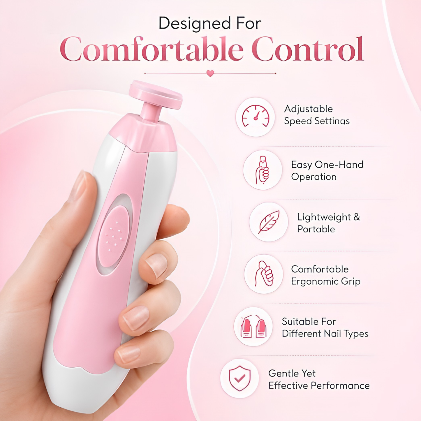 6-in-1 Electric Baby Nail Trimmer with LED Light