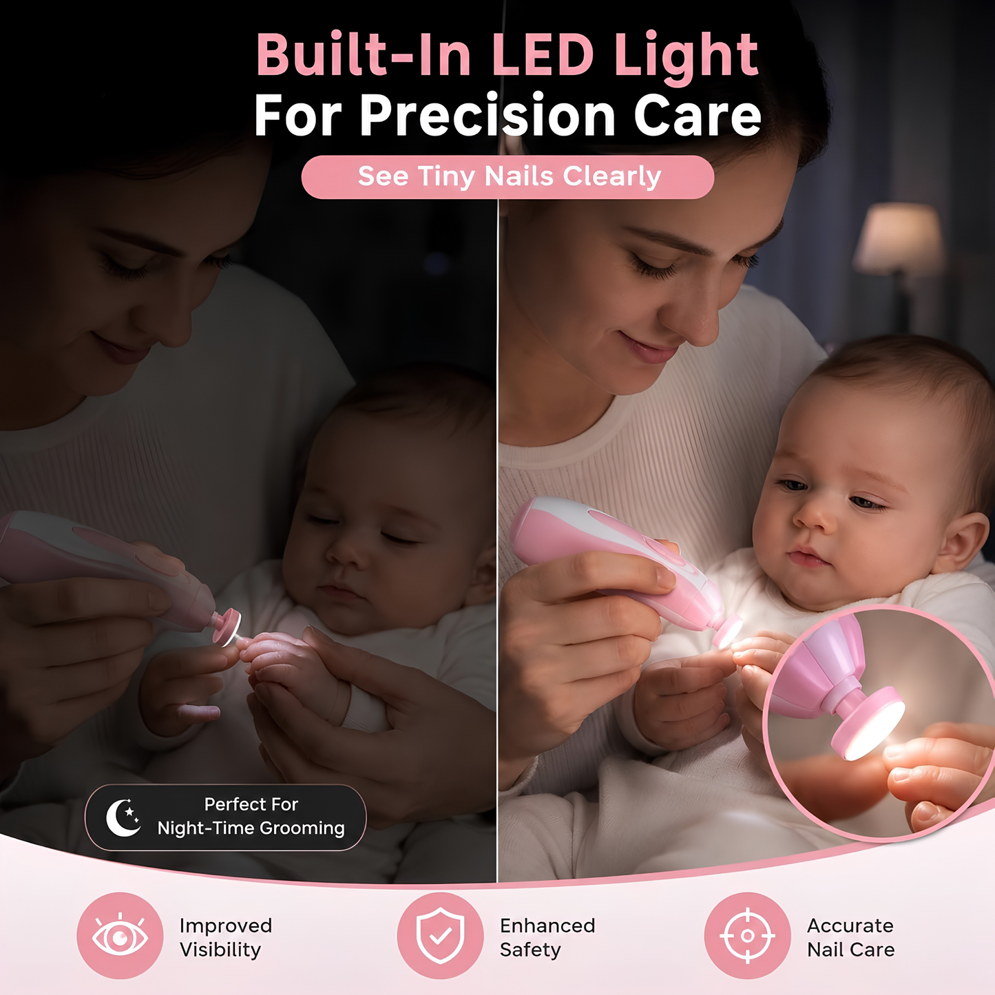 6-in-1 Electric Baby Nail Trimmer with LED Light