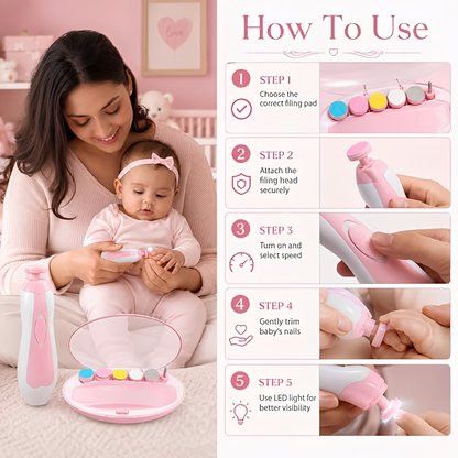 6-in-1 Electric Baby Nail Trimmer with LED Light